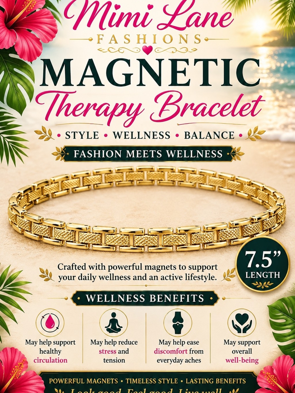 1.  Gold Magnetic Therapy Bracelet